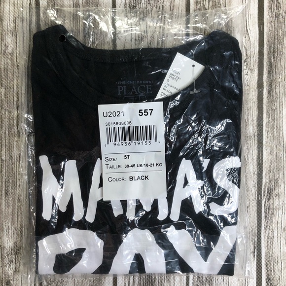 Children’s Place Mama's Boy Shirt 5T BLK NEW NWT - Picture 4 of 5